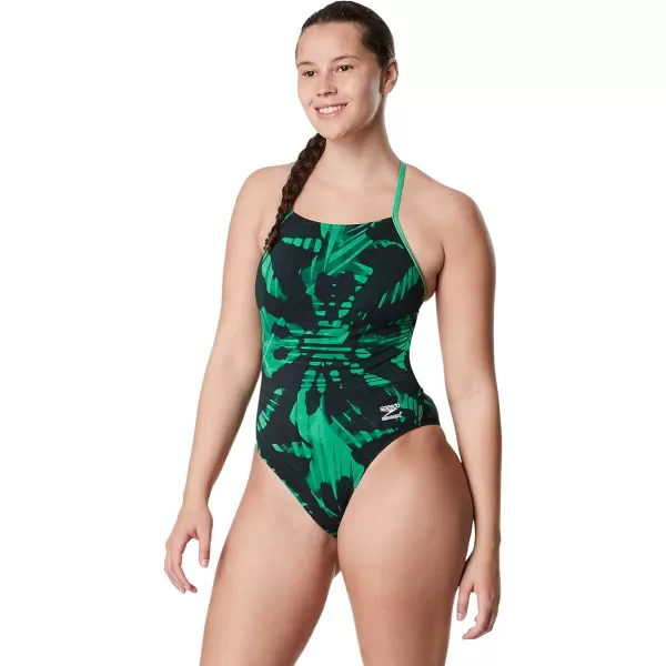 Speedo Womens Swimsuit One Piece Endurance The One Printed Team ColorsReflected Speedo Green