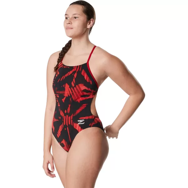 Speedo Womens Swimsuit One Piece Endurance The One Printed Team ColorsReflected Speedo Red