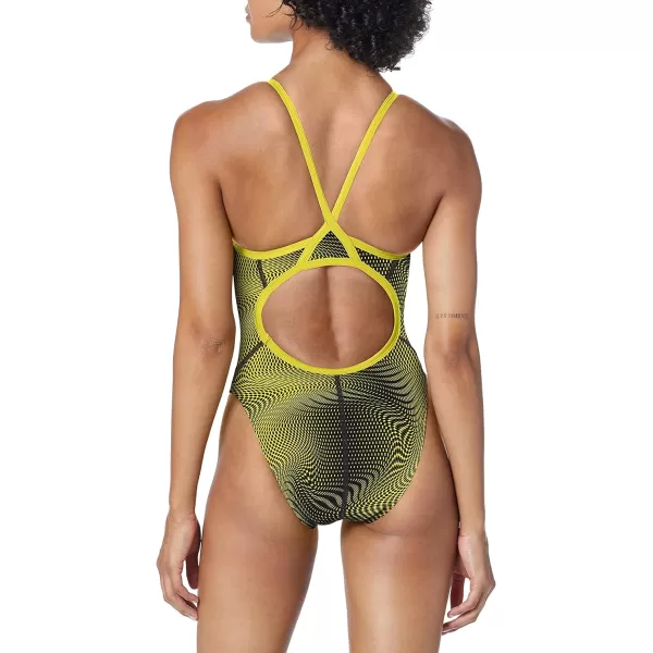 Speedo Womens Swimsuit One Piece PowerFlex Flyback Printed Adult Team ColorsHydro Speedo Yellow