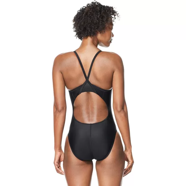 Speedo Womens Swimsuit One Piece PowerFlex Flyback Solid Adult Team ColorsNew Black