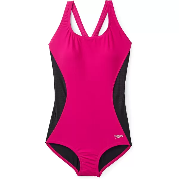 Speedo Womens Swimsuit One Piece Powerflex Ultraback SolidIllusion Festival Fuchsia