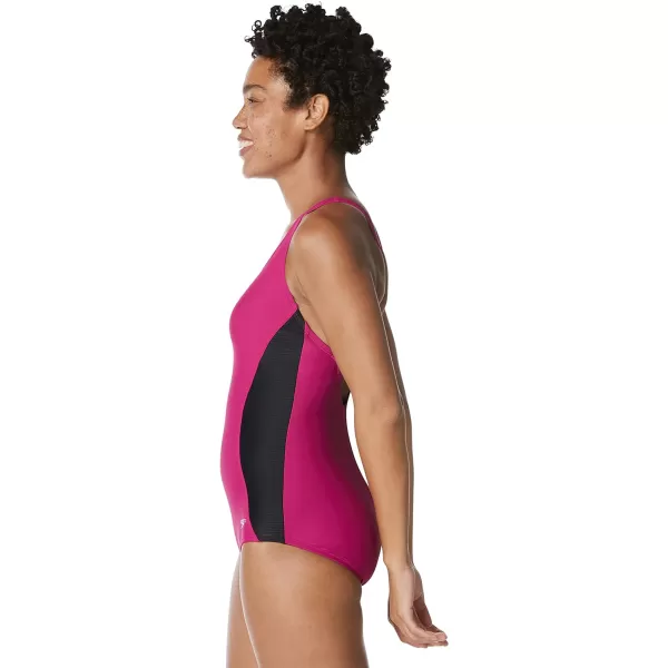 Speedo Womens Swimsuit One Piece Powerflex Ultraback SolidIllusion Festival Fuchsia