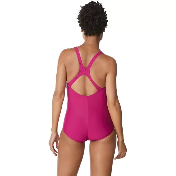 Speedo Womens Swimsuit One Piece Powerflex Ultraback SolidIllusion Festival Fuchsia