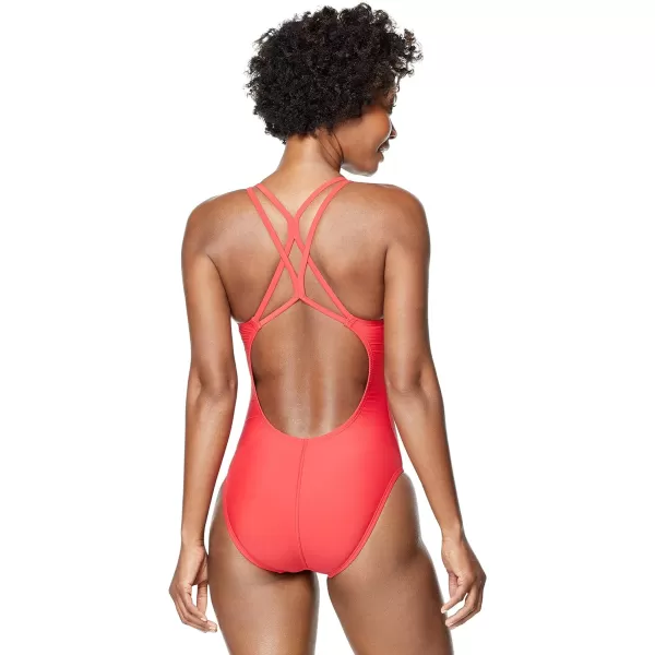 Speedo Womens Swimsuit One Piece Thin Strap High CutBittersweet