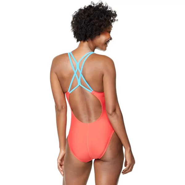 Speedo Womens Swimsuit One Piece Thin Strap High CutDiagonal Bittersweet