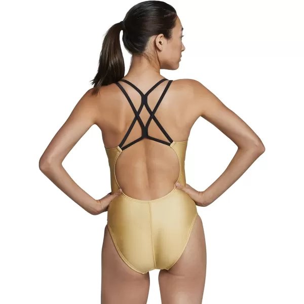 Speedo Womens Swimsuit One Piece Thin Strap High CutGold