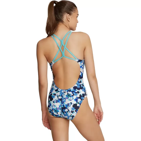 Speedo Womens Swimsuit One Piece Thin Strap High CutPrism Turkish Sea