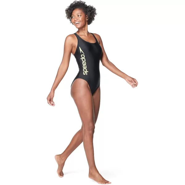 Speedo Womens Swimsuit One Piece Thin Strap High CutSpeedo Black