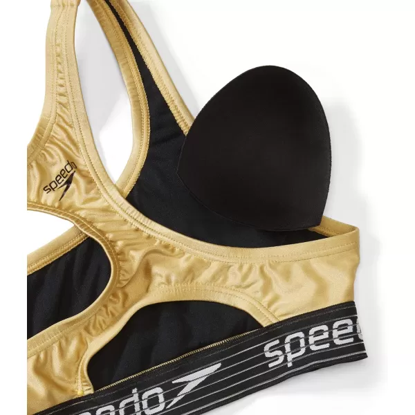 Speedo Womens Swimsuit TopLogo Gold