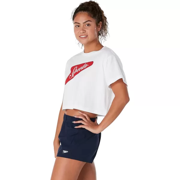 Speedo Womens TShirt Short Sleeve Crew Neck Vintage CropBondi Boom White