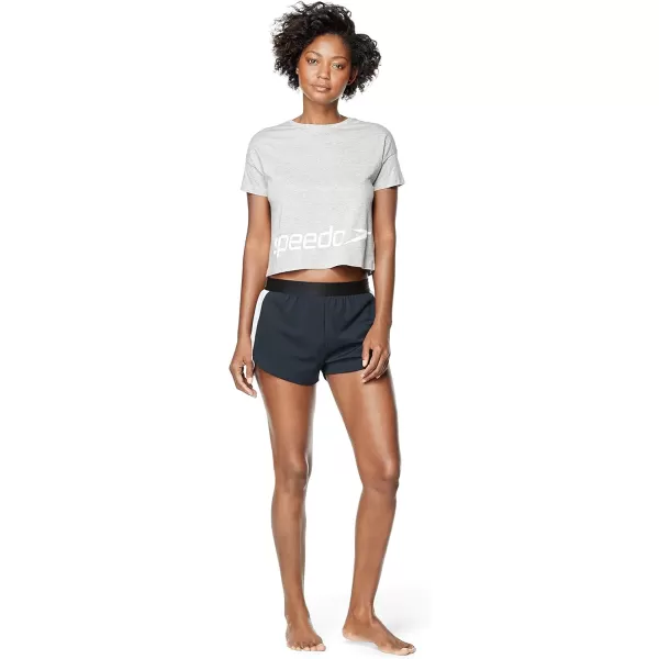 Speedo Womens TShirt Short Sleeve Crew Neck Vintage CropGrey Active