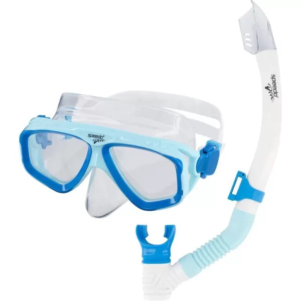 Speedo Adventure Swim Mask amp Snorkel SetCOOL BLUECLEAR