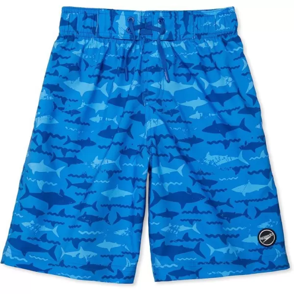 Speedo Boys Swim Trunk Knee Length Boardshort EBoard PrintedSharks Medieval Blue