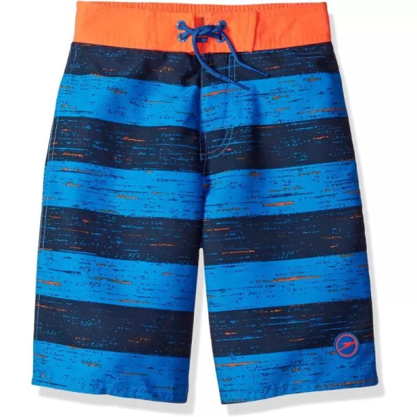 Speedo Boys Swim Trunk Knee Length Boardshort EBoard PrintedStripe Bright Ocean