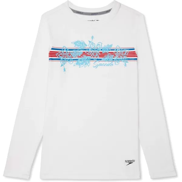 Speedo Boys UV Swim Shirt Long Sleeve Tee GraphicBright White