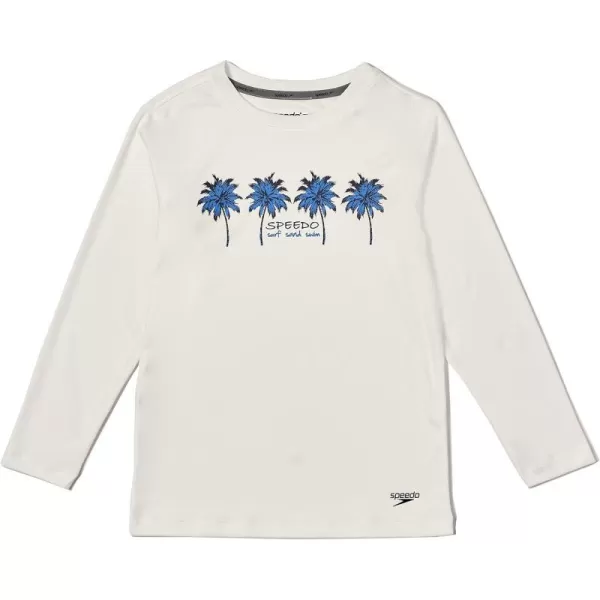 Speedo Boys UV Swim Shirt Long Sleeve Tee GraphicPalm Bright White