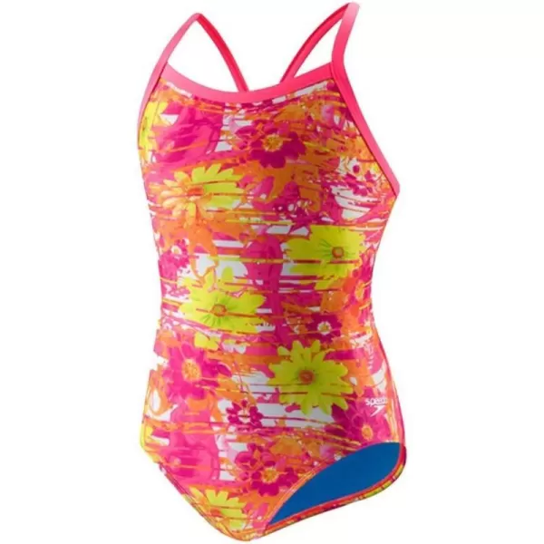 Speedo Flipturns Printed Propel Back  ProLTPink Orange