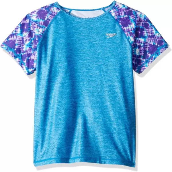 Uv Swim Shirt Short Sleeve Printed Rashguard Deep Sapphire