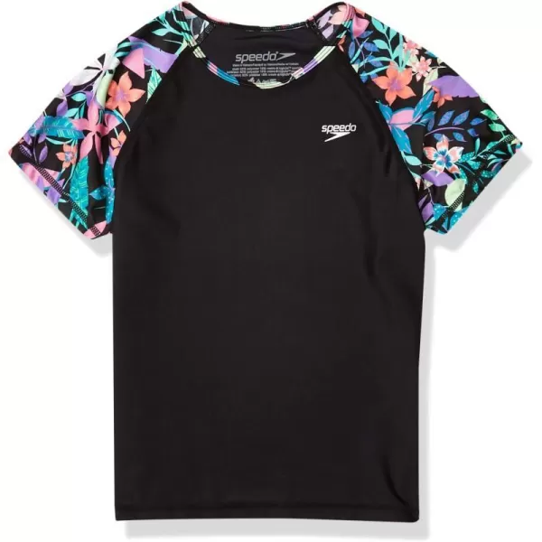 Uv Swim Shirt Short Sleeve Printed Rashguard Multi Black