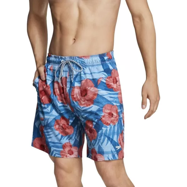 Speedo Mens Swim Trunk Mid Length Redondo FloralFaded Rose