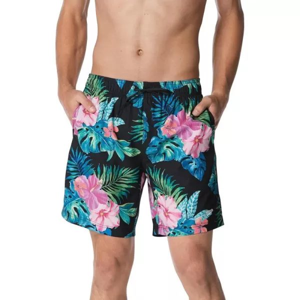 Speedo Mens Swim Trunk Mid Length Redondo FloralFine Anthracite