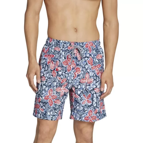 Speedo Mens Swim Trunk Mid Length Redondo FloralRedWhiteBlue