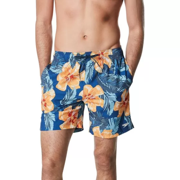 Speedo Mens Swim Trunk Mid Length Redondo FloralVibe Delphinium Blue