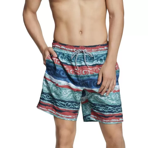 Speedo Mens Swim Trunk Mid Length Redondo StripeFaded Rose