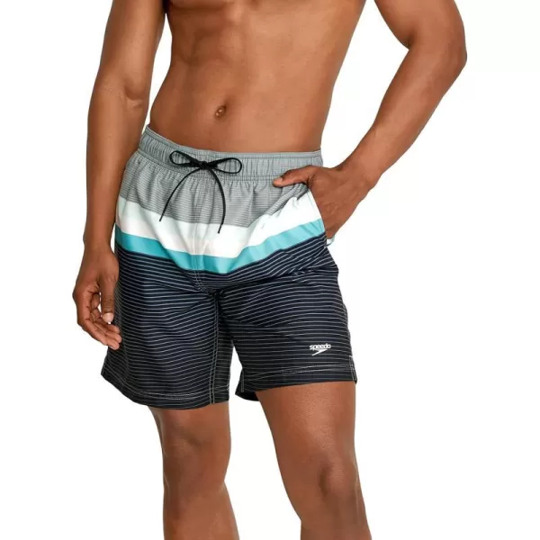 Speedo Mens Swim Trunk Mid Length Redondo StripeMonument