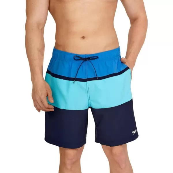 Speedo Mens Swim Trunk Mid Length Redondo StripePalace Blue Block