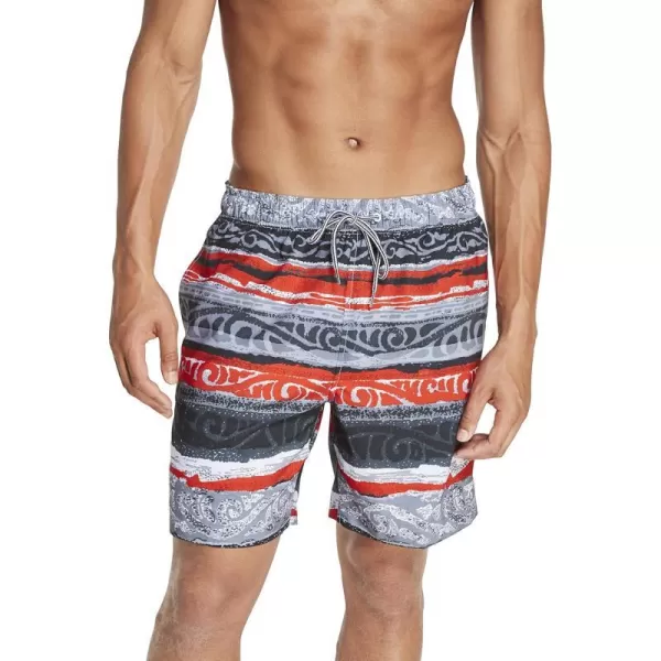 Speedo Mens Swim Trunk Mid Length Redondo StripeSpeedo Black