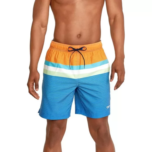 Speedo Mens Swim Trunk Mid Length Redondo StripeSpicy Orange