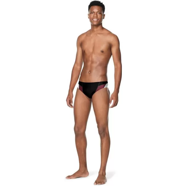 Speedo Mens Swimsuit Brief Endurance Splice Team ColorsEdge BlackMaroon