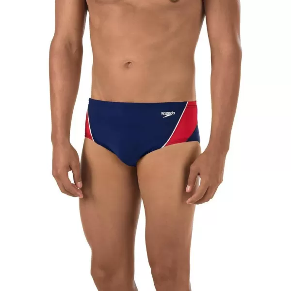 Speedo Mens Swimsuit Brief Endurance Splice Team ColorsNavyRedWhite