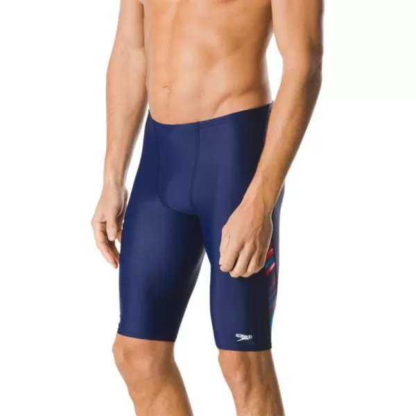 Speedo Mens Swimsuit Jammer Powerflex Eco Reigning LightNavyRedWhite