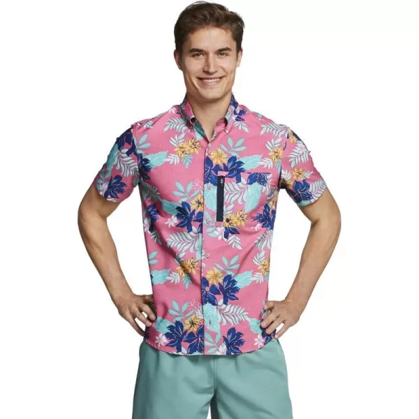 Speedo Mens Uv Swim Shirt Hybrid Button DownFaded Rose