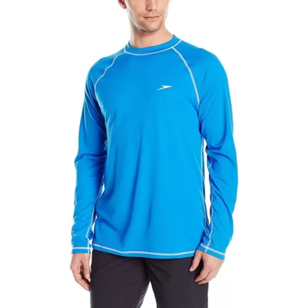 Speedo Mens Uv Swim Shirt Long Sleeve Loose Fit Easy TeeBright Ocean