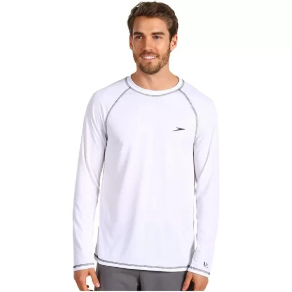 Speedo Mens Uv Swim Shirt Long Sleeve Loose Fit Easy TeeWhite