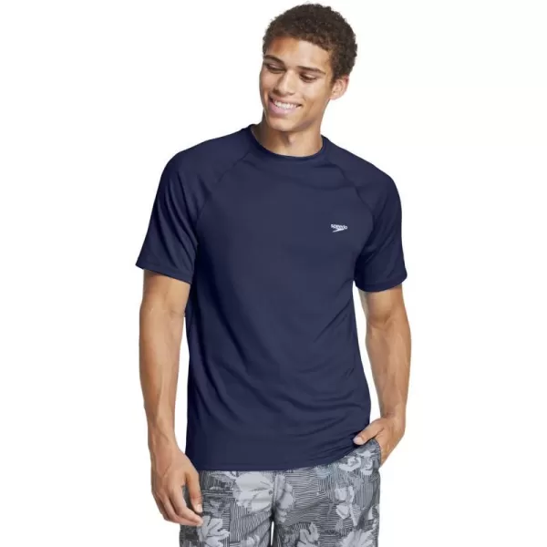 Speedo Mens Uv Swim Shirt ShortSleeve Loose Fit Easy TeePeacoat