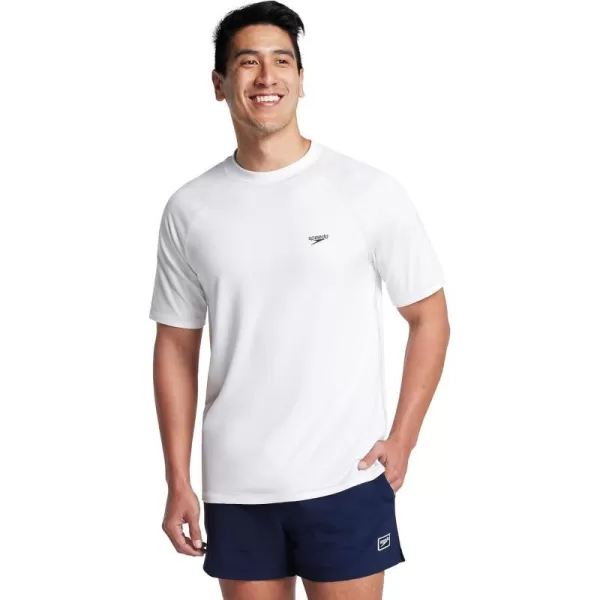 Speedo Mens Uv Swim Shirt ShortSleeve Loose Fit Easy TeeWhite