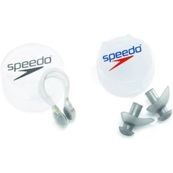 Speedo Unisex Swim Training Ergo Ear PlugsSilver Ear Plug W Noseclip