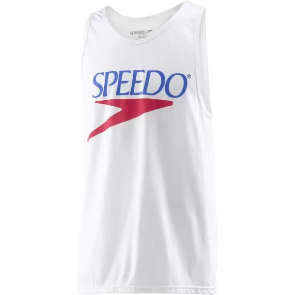 Speedo UnisexAdult Tank Top Sleeveless Vintage Crew NeckNew White