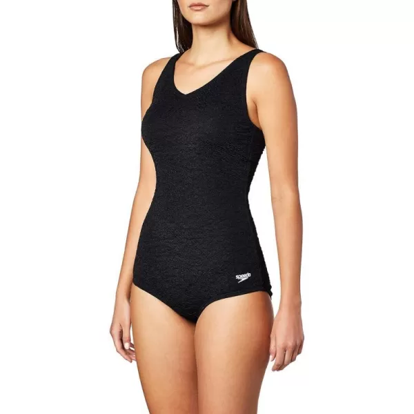 Speedo Womens Pebble Texture One Piece Swimsuit with Builtin Bra CupsSpeedo Black