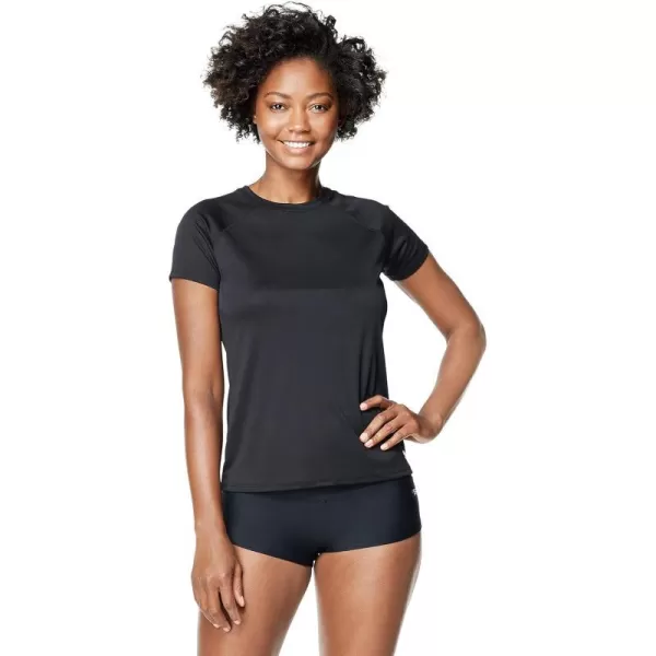 Speedo Womens Solid Short Sleeve RashguardNew Speedo Black