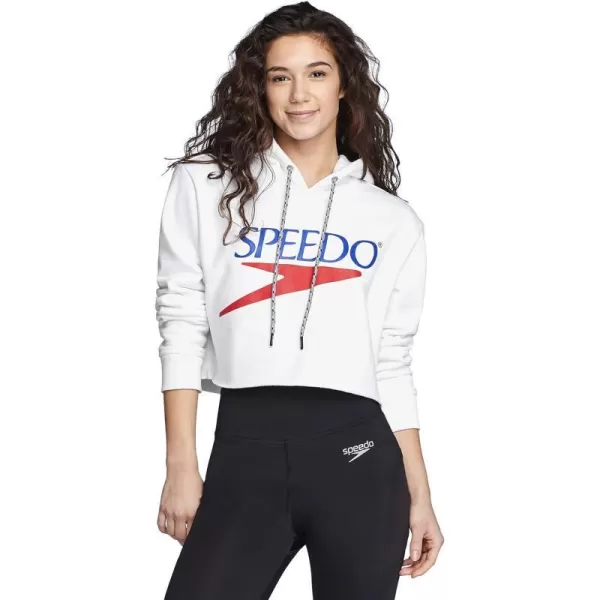 Speedo Womens Sweatshirt Vintage Cropped HoodieWhite