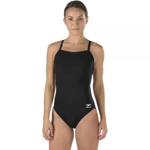 Speedo Womens Swimsuit One Piece Endurance Flyback Solid Adult Team ColorsBlackBlack