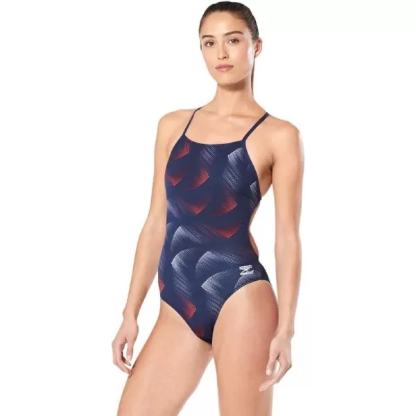 Speedo Womens Swimsuit One Piece Endurance The One Printed Team ColorsBeta RedWhiteBlue