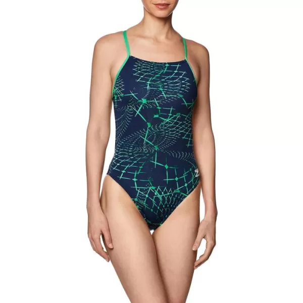 Speedo Womens Swimsuit One Piece Endurance The One Printed Team ColorsGalactic BlueGreen