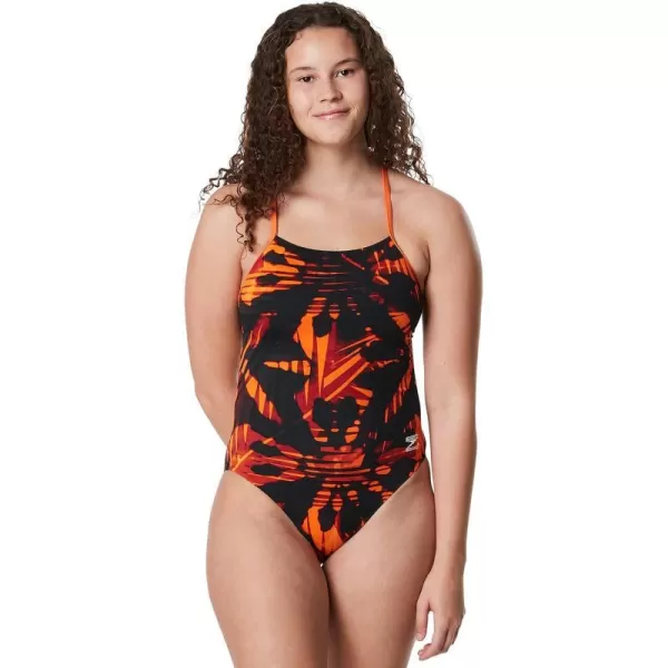 Speedo Womens Swimsuit One Piece Endurance The One Printed Team ColorsReflected Speedo Orange