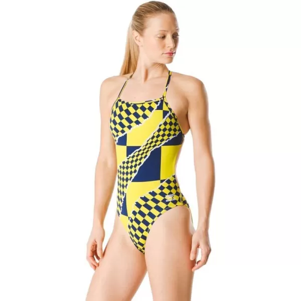 Speedo Womens Swimsuit One Piece Endurance The One Printed Team ColorsTrending NavyGold